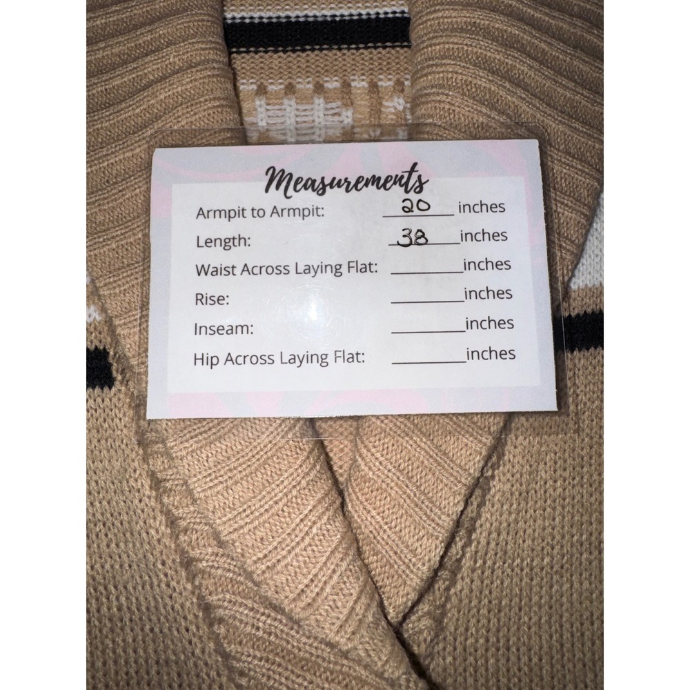 Chaps Womens Tan Southwestern Shawl Collar Belted Cardigan Sweater Small - Picture 6 of 7